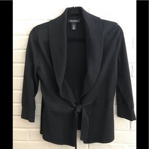 Short cotton blend tie front sweater